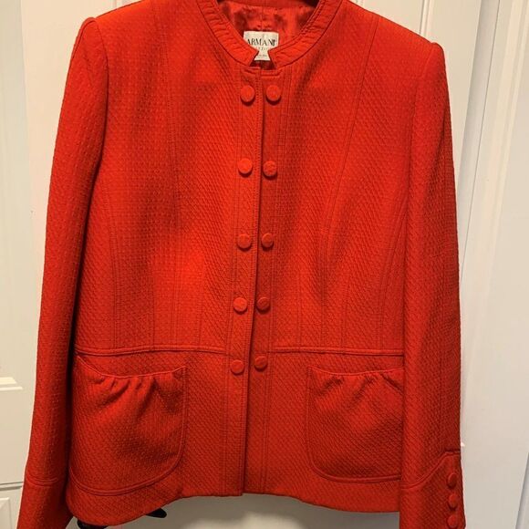 Armani Collectioni jacket, EUC, lined, body con Italian Sz 50, red, authentic - Picture 3 of 16
